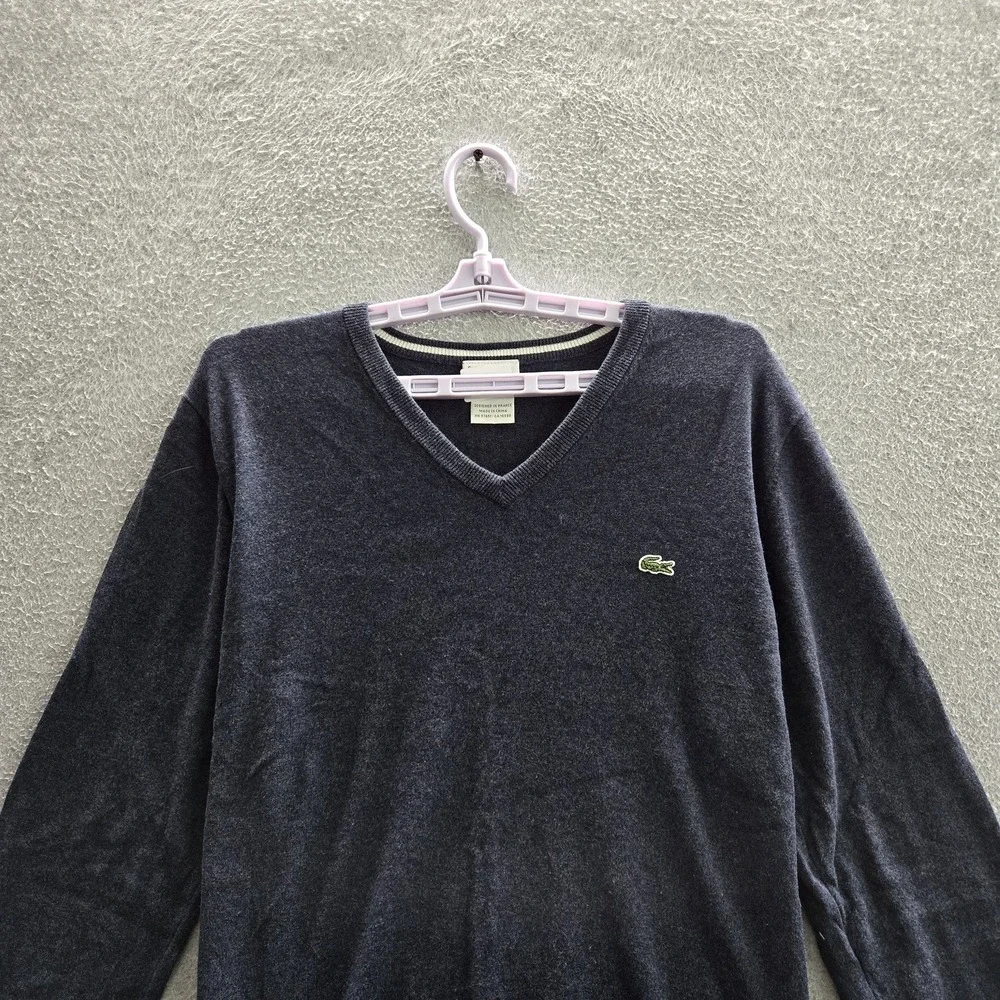 Lacoste Men Sweater 6 Navy Embroidered Crocodile Logo Preppy Old Money